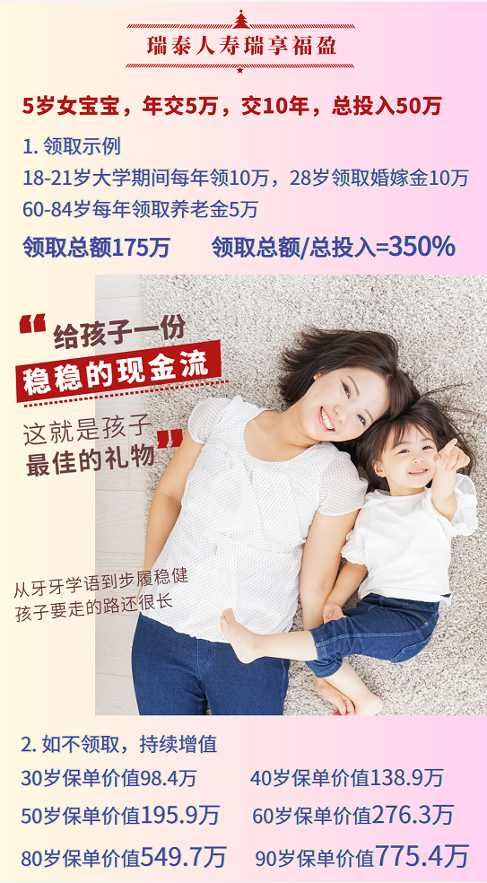 瑞泰人寿瑞享福盈终身寿险+瑞鑫万能账户（教育金，养老金，财富传承）